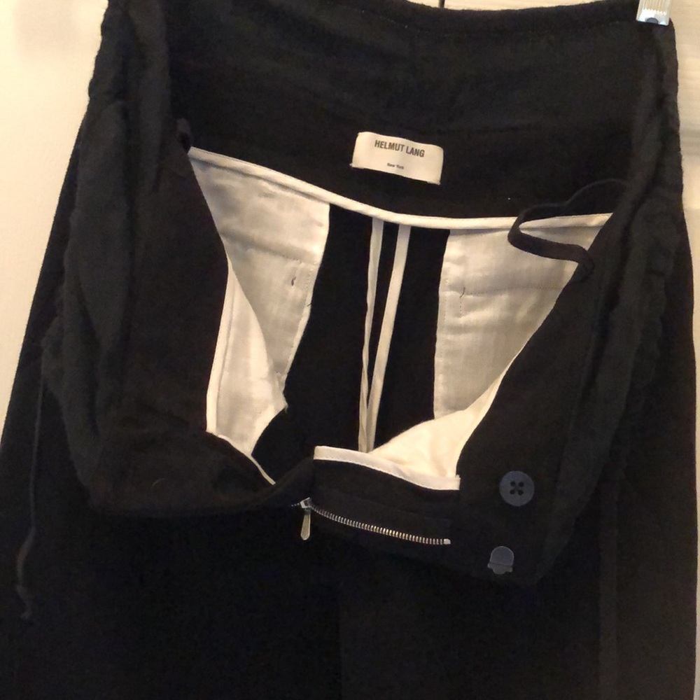 Helmut Lang New York lightweight soft fabric blend tall straight pants + pockets - Picture 6 of 10